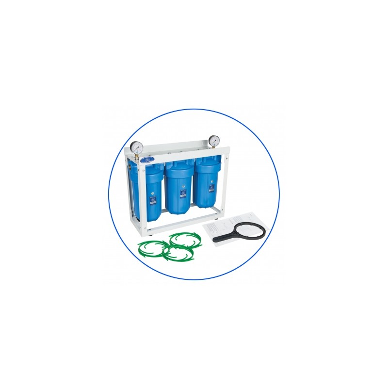 Small Blue® Dreifach-Hausfilter mit Metallgehäuse und Manometer (einschließlich Filterpatronen)