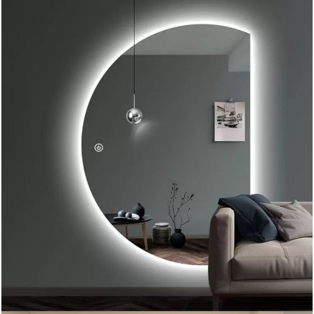 Großer halbrunder dekorativer LED-Wandspiegel