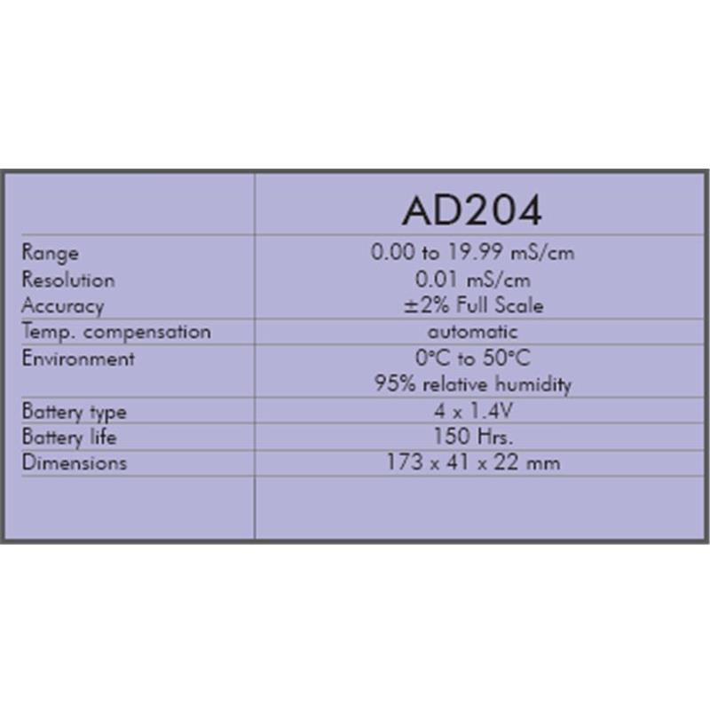 ADWA AD-204 EC-Messgerät für den EC-Wert von Wasser